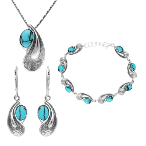 Komplet z turkusem srebro oksydowane