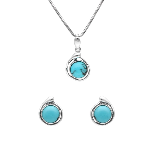 Komplet z turkusem srebro oksydowane