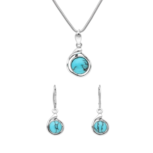 Komplet z turkusem srebro oksydowane