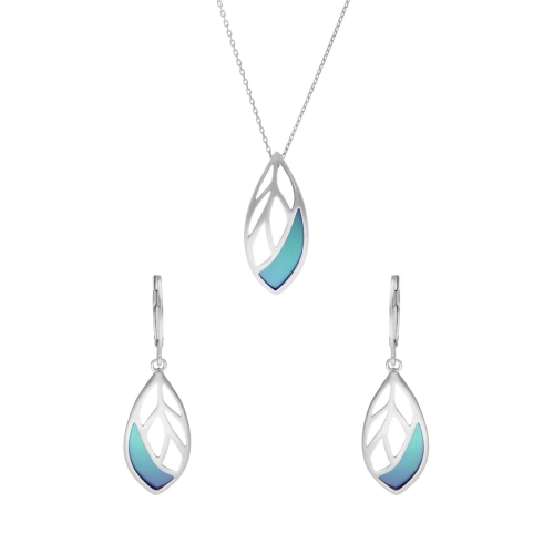 Komplet turkusowe łezki tytan srebro