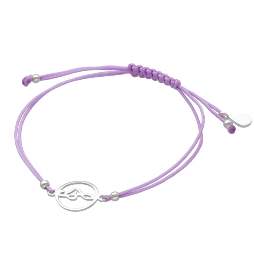 Bransoletka sznurkowa klucz wiolinowy fioletowa srebro