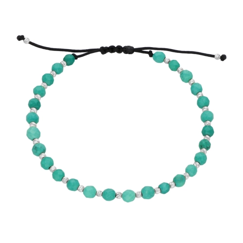 Bransoletka sznurkowa z turkusem srebro