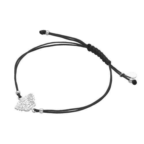 Bransoletka sznurkowa Maltańczyk czarna srebro