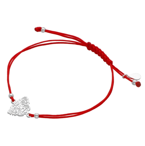 Bransoletka sznurkowa Maltańczyk czerwona srebro