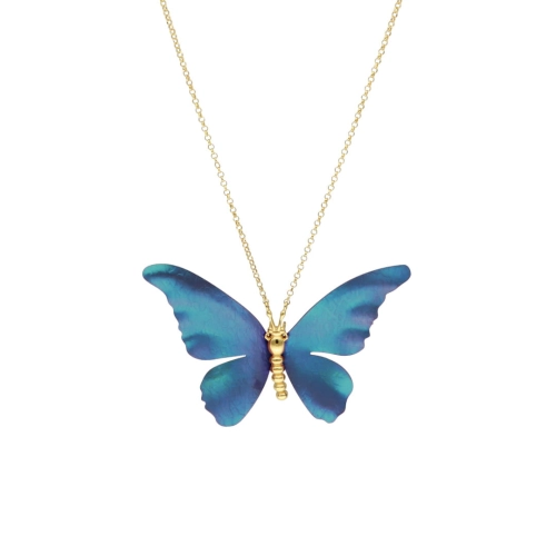 Naszyjnik motyl turkusowy tytan srebro pozłacane