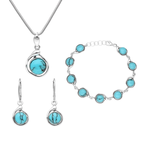 Komplet z turkusem srebro oksydowane