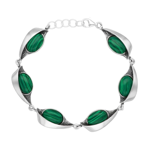 Bransoletka z malachitem srebro oksydowane
