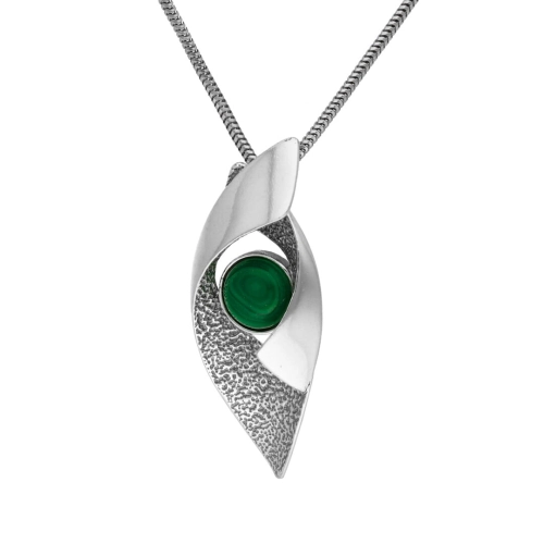 Wisior geometryczny z malachitem srebro oksydowane