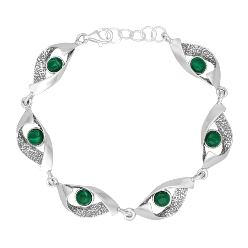 Bransoletka geometryczna z malachitem srebro oksydowane