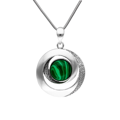 Wisior geometryczny z malachitem srebro oksydowane