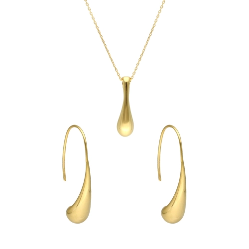 Komplet krople łezki srebro pozłacane