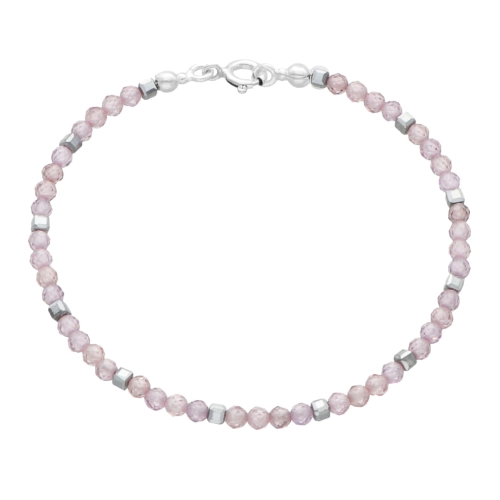 Bransoletka z fioletowymi cyrkoniami i hematytem