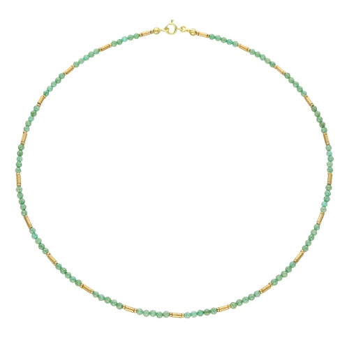 Naszyjnik z zielonymi cyrkoniami i hematytem