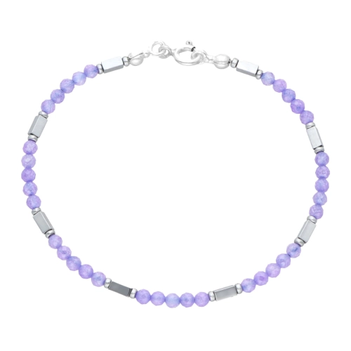 Bransoletka z fioletowymi cyrkoniami i hematytem