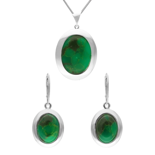 Komplet srebrny z jadeitem