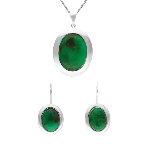 Komplet srebrny z jadeitem
