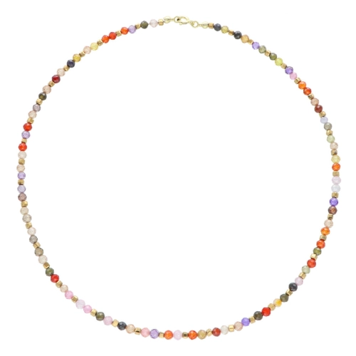 Naszyjnik z kolorowymi cyrkoniami i hematytem