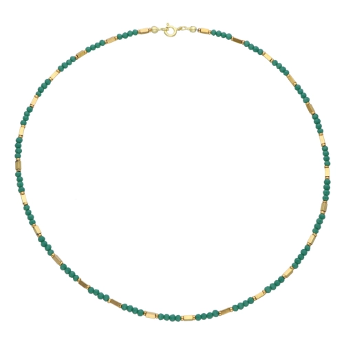 Naszyjnik z zielonymi kryształkami i hematytem