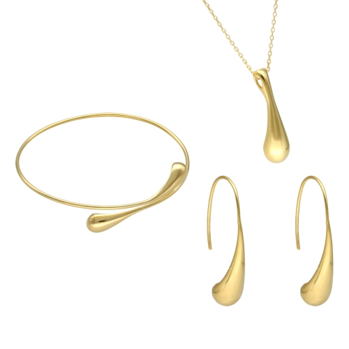 Komplet krople łezki srebro pozłacane