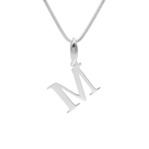 Wisiorek literka M srebro rodowane