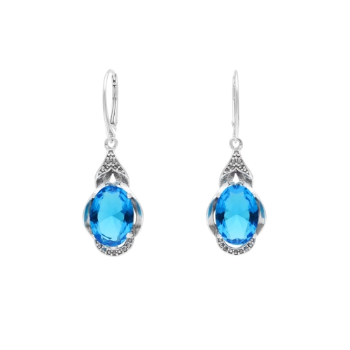 Kolczyki z turkusowymi  cyrkoniami srebro