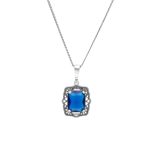 Wisior z szafirową cyrkonią srebro