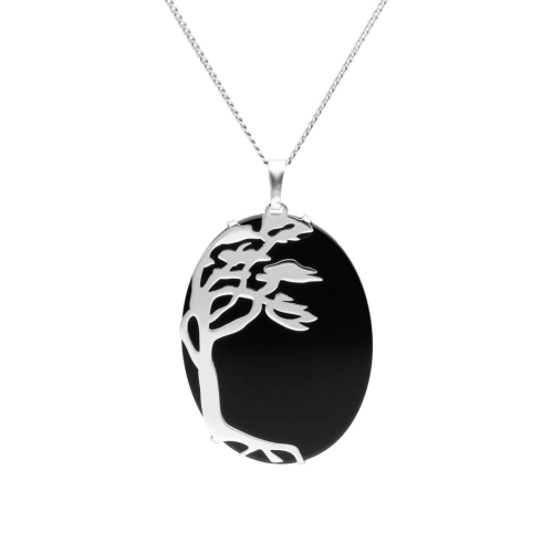 Wisior srebrny z onyksem drzewko