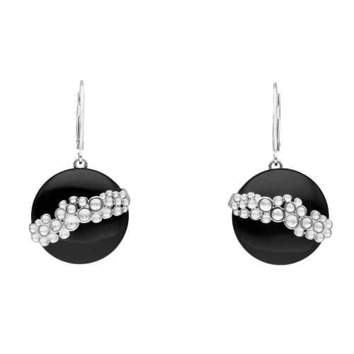 Kolczyki srebrne z onyksem okrągłe