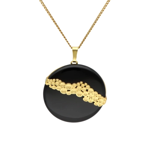 Wisior srebrny z onyksem okrągły pozłacany