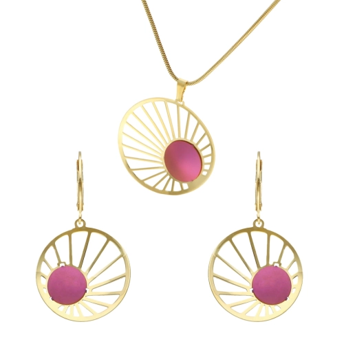 Komplet ażurowy z filetowym tytanem srebro pozłacane