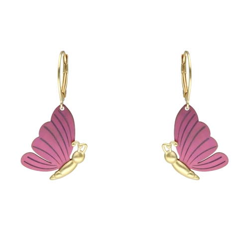 Kolczyki motyle fioletowe tytan srebro pozłacane