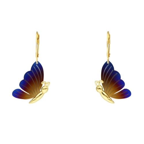 Kolczyki motyle tytan ombre srebro pozłacane