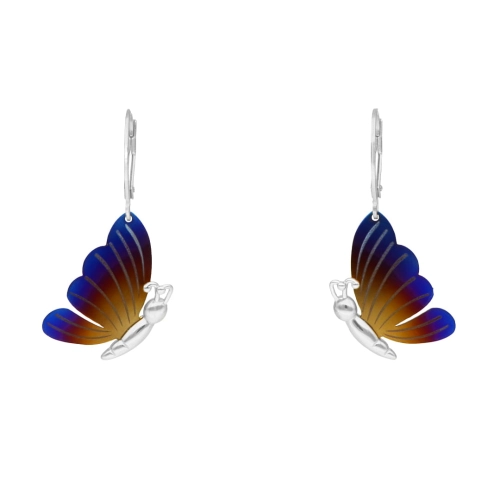 Kolczyki motyle tytan ombre srebro