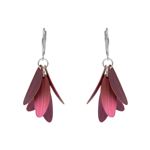 Kolczyki płatki kwiatów fioletowy tytan srebro