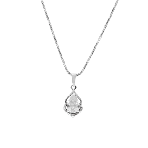 Wisior z białą cyrkonią srebro