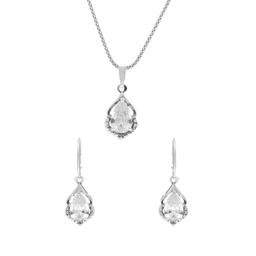 Komplet z białymi cyrkoniami srebro