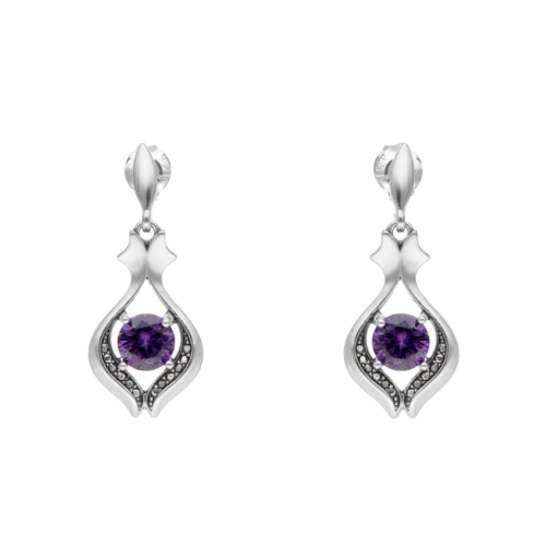 Kolczyki z fioletowymi cyrkoniami srebro