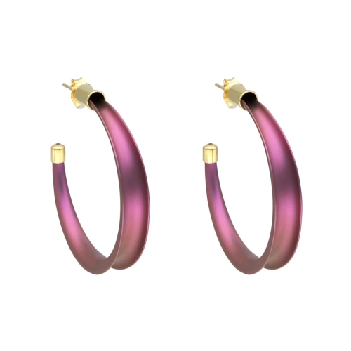 Kolczyki fioletowe koła tytan srebro pozłacane