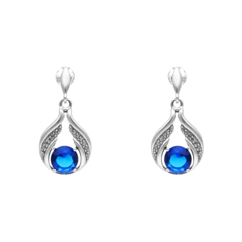 Kolczyki z szafirowymi cyrkoniami srebro