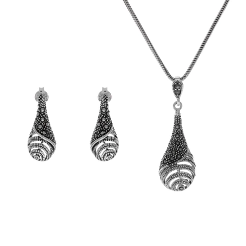 Komplet z markazytami srebro oksydowane