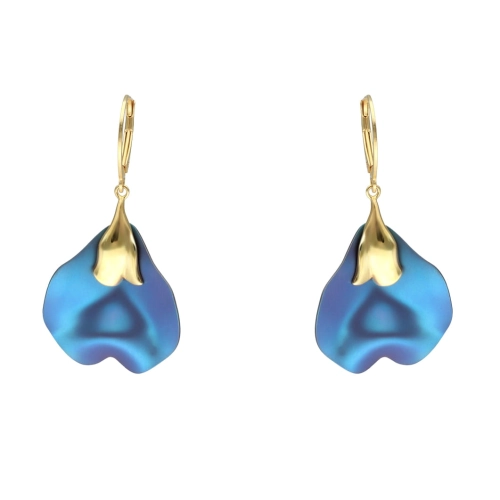 Kolczyki kwiaty turkusowy tytan srebro pozłacane