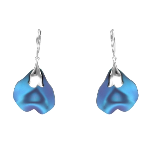 Kolczyki kwiaty turkusowy tytan srebro