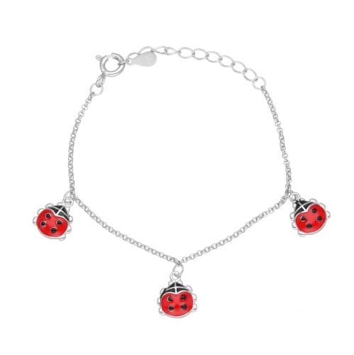 Bransoletka dla dzieci biedronka srebro rodowane