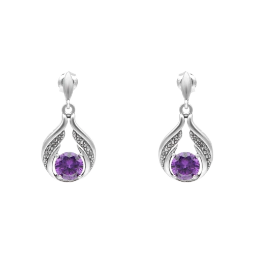 Kolczyki z fioletowymi cyrkoniami srebro