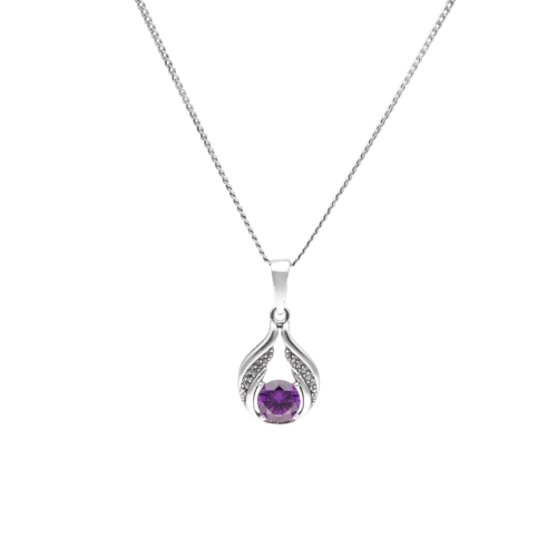 Wisior z fioletową cyrkonią srebro