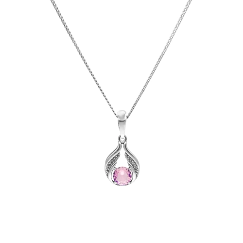 Wisior z różową cyrkonią srebro