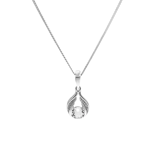 Wisior z białą cyrkonią srebro