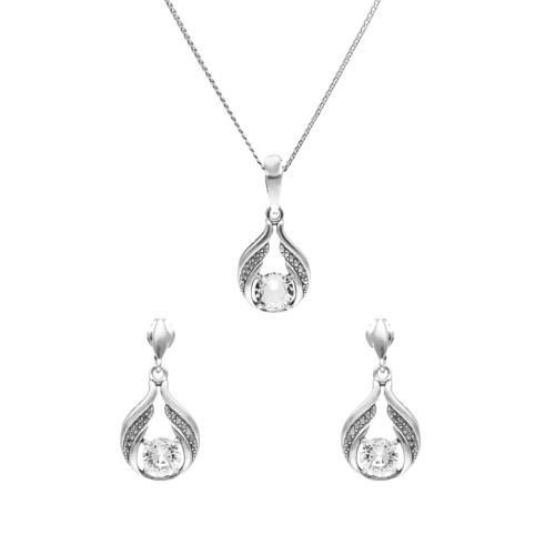 Komplet z białymi cyrkoniami srebro