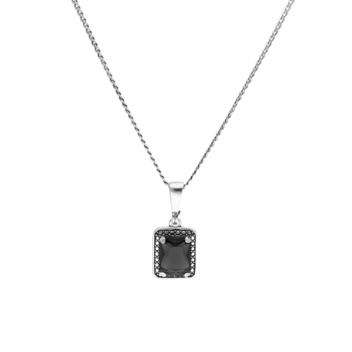 Wisior prostokątny z czarną cyrkonią srebro