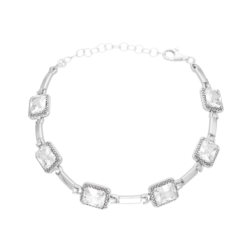 Bransoletka z prostokątnymi białymi cyrkoniami srebro